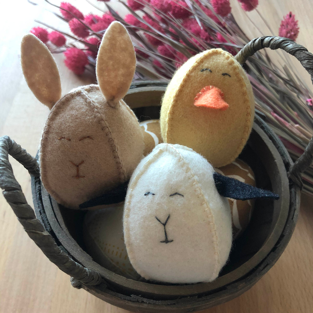 thumbnail image 2 of Surprise Easter Egg From Wool Felt, Cute Easter Basket Decoration, Hidden Dog/Bunny/Pig/Duck/Chicken/Sheep Animal Surprise Egg, Felt 2 of 10